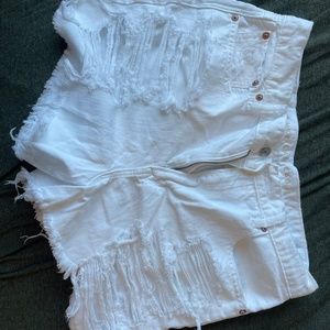 White American Eagle distressed shorts